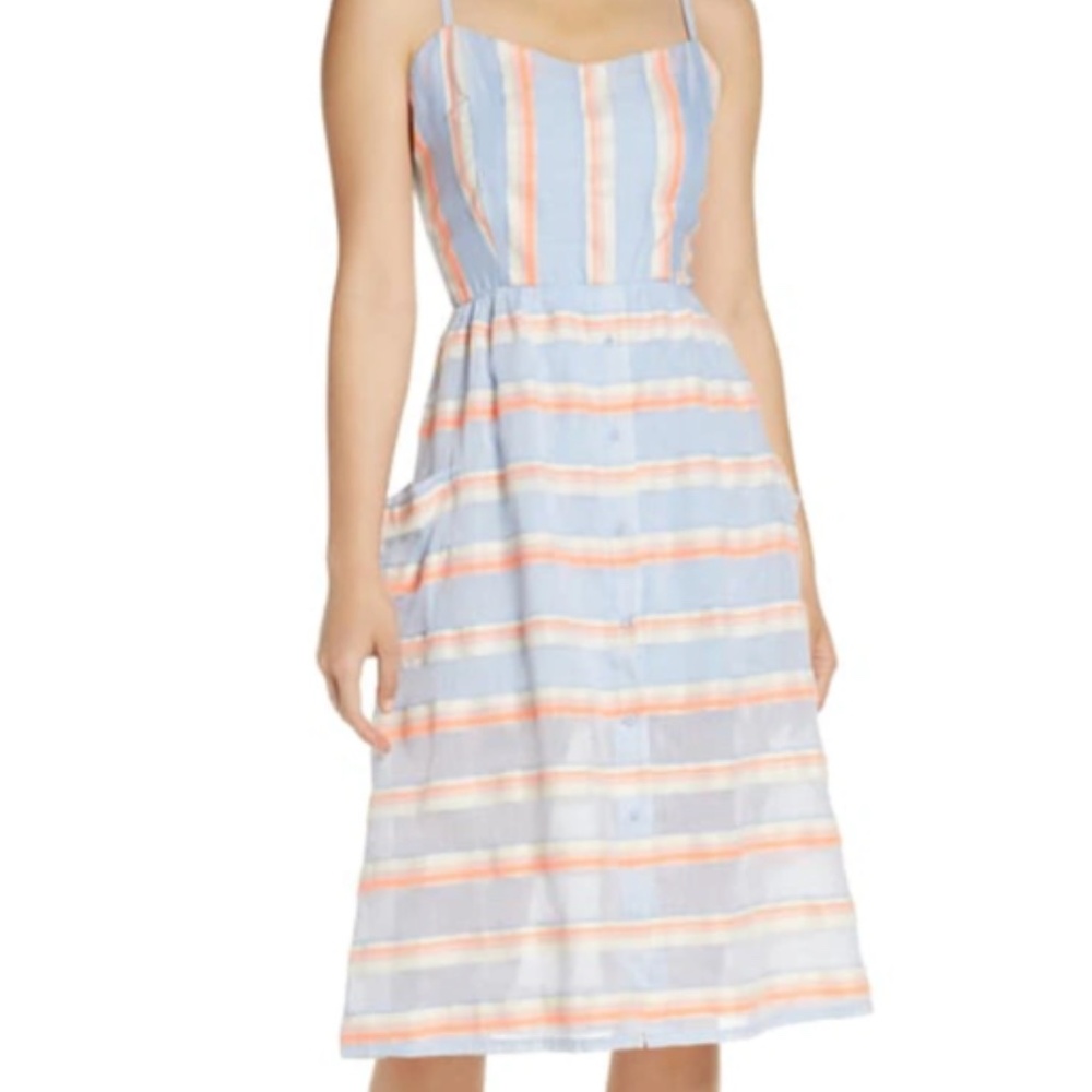 Late In The Day Yarn Dyed Sundress In Chambray